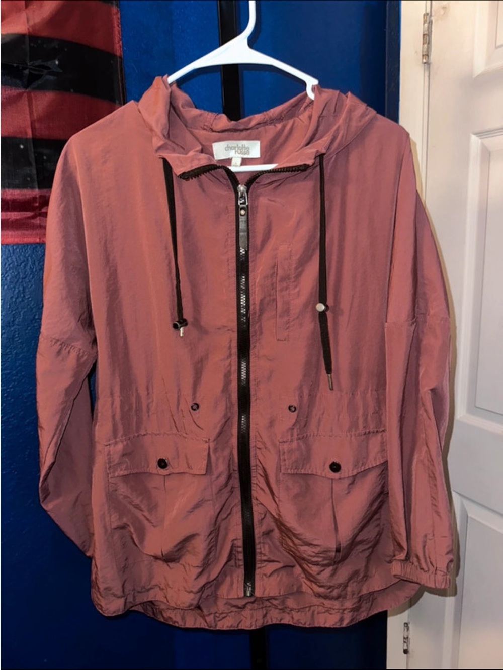 Charlotte Russe Dusty Rose Hooded Utility Jacket